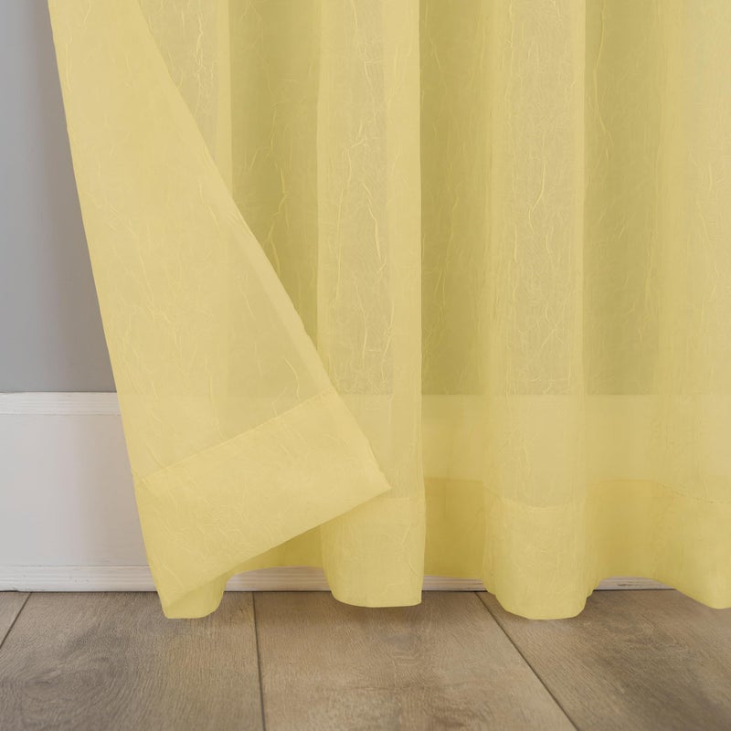 No. 918 Erica Crushed Sheer Voile Rod Pocket Curtain Panel, 51" x 63", Yellow - Image 4